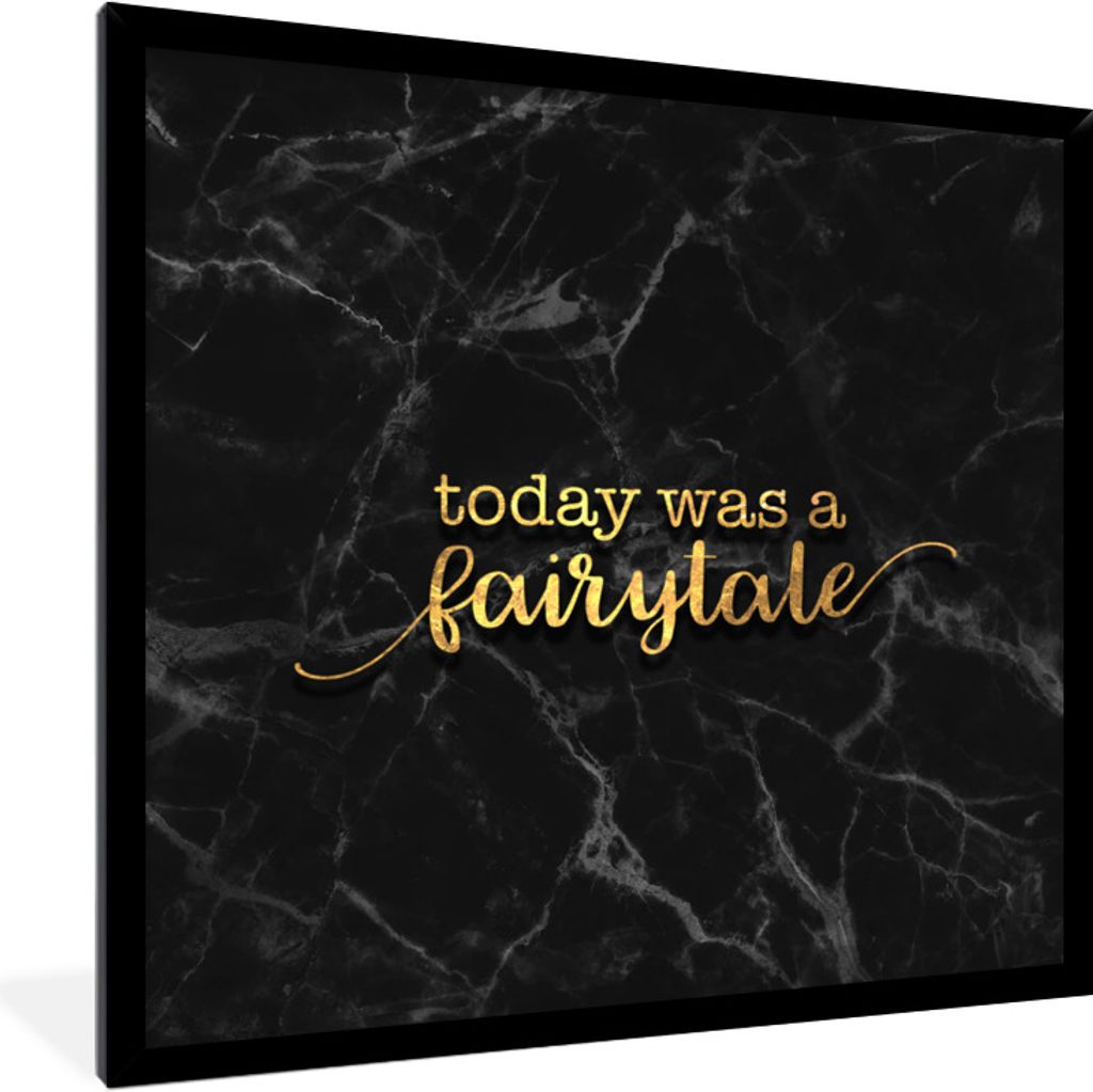 MuchoWow Gerahmtes Poster Zitate - Sprichwörter - Gold - Marmor 40x40 cm - Poster mit Schwarzem Bilderrahmen Wandposter Rahmen Foto Bilder - Mit...