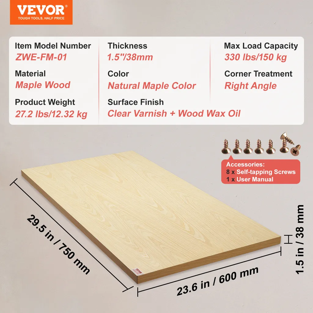 Plan de Travail Rectangulaire en Bois pour Bureau Assis-Debout 75x60 - 7