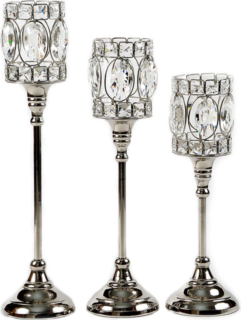 Kerzenständer Chalice 2-in-1 Deko Säule Ständer 3-er Set, Chalice M, Silber