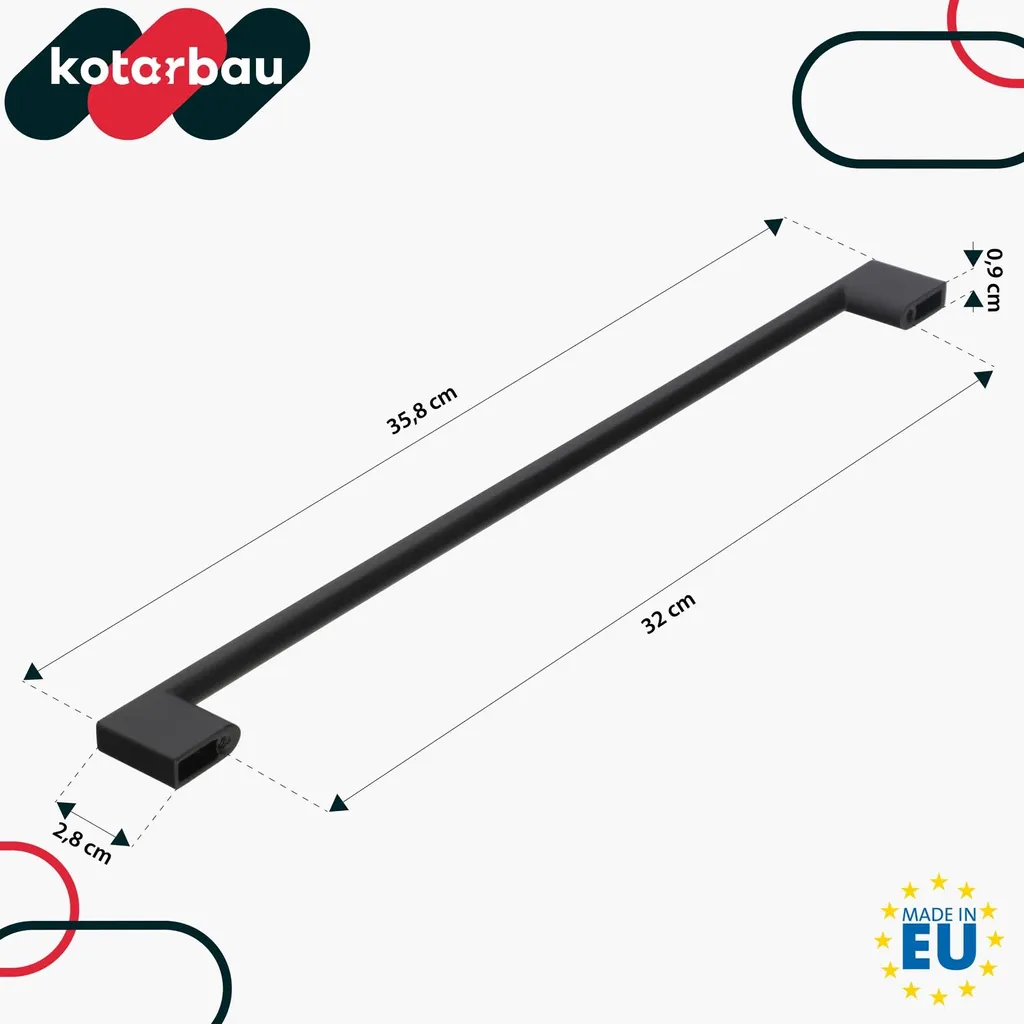 KOTARBAU® Set di 6 maniglie per mobili nero 358 mm maniglie per mobili ZnAl maniglie per mobili maniglie per armadi da cucina maniglie per cassetti maniglie per mobili maniglie per armadi da cucina maniglie per ante di mobili maniglia per barre di mobili - 3