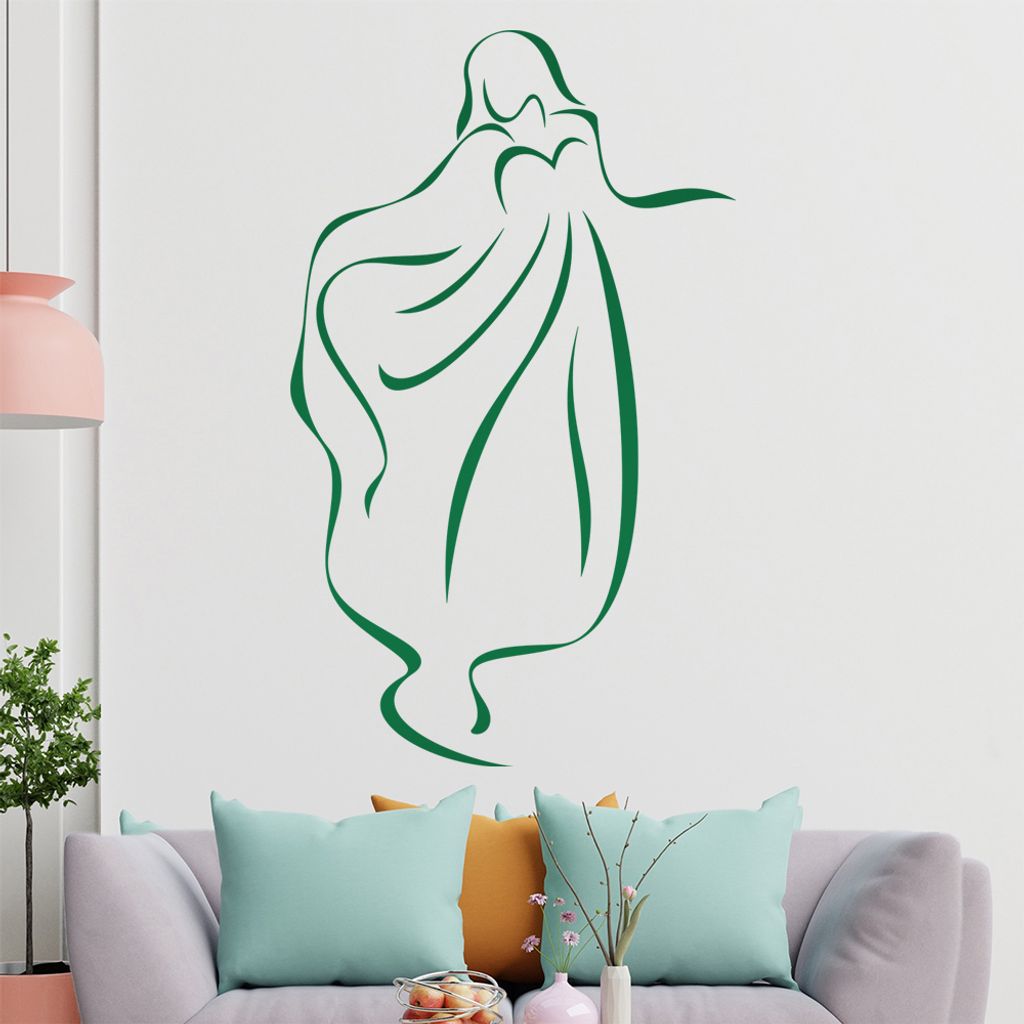 Dame im Kleid - Linien Wandtattoo in 6 Größen - Wandaufkleber Wall Sticker - Dekoration, Küche, Wohnzimmer, Schlafzimmer, Badezimmer