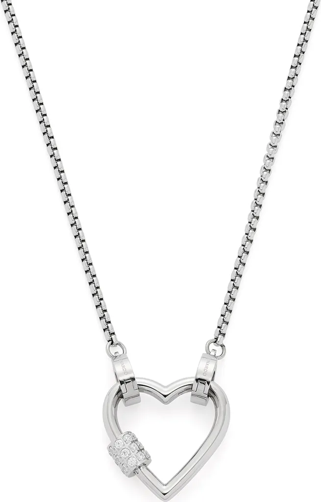 Collier cœur anti-allergie Leonardo Clip&Mix Minou en acier et zirconium
