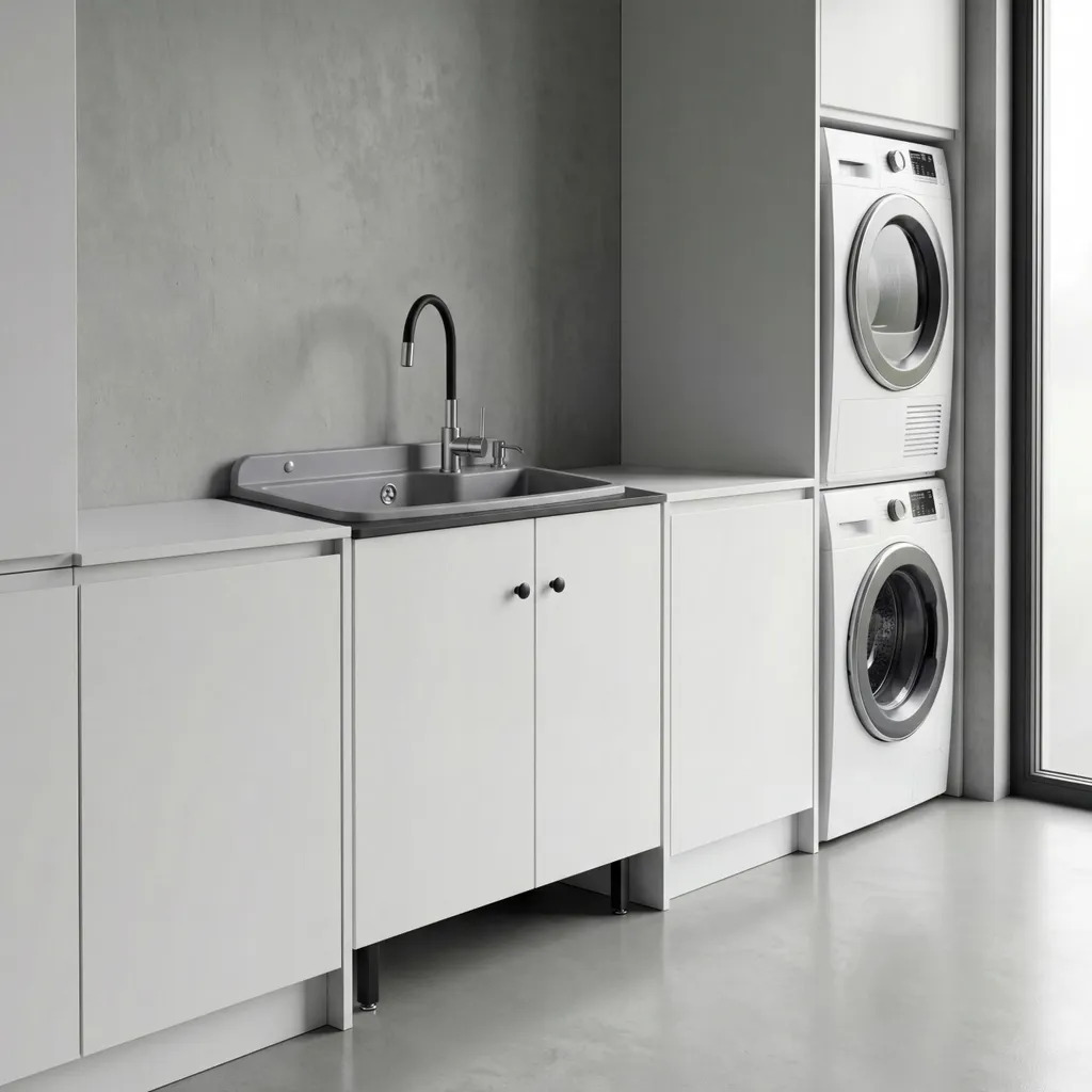 Armoire de garage multifonction avec évier intégré et mitigeur flexible - 8