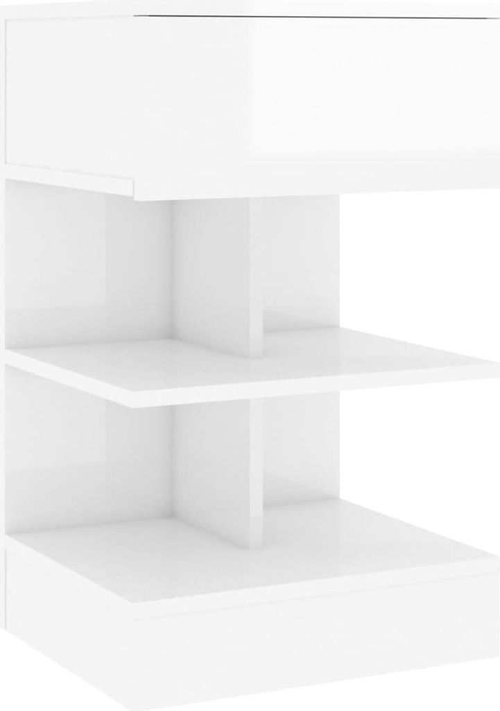 SYFAX Nachttisch Hochglanz-Weiß 40x35x65 cm Holzwerkstoff