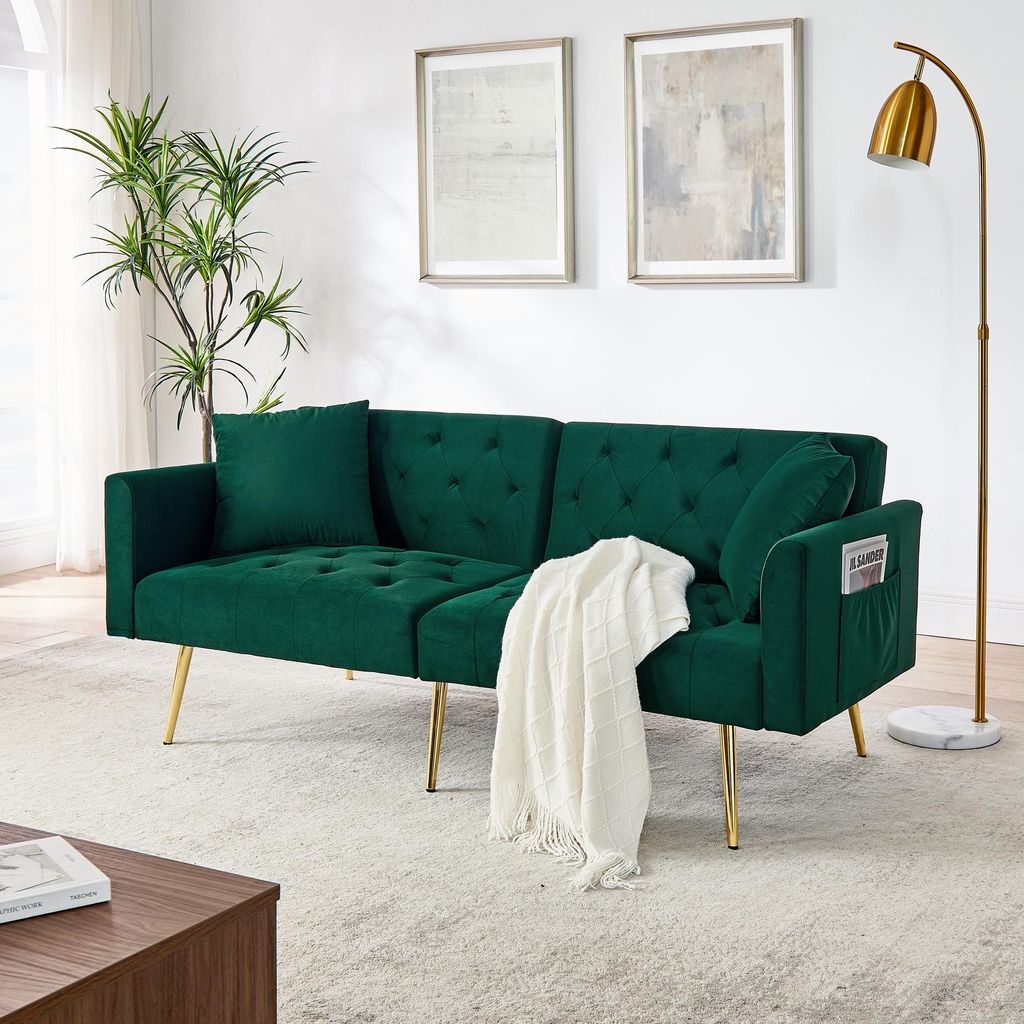 MODFU Moderner Sammet-Zweiersofa, 3-stufige verstellbare Produktbild 
