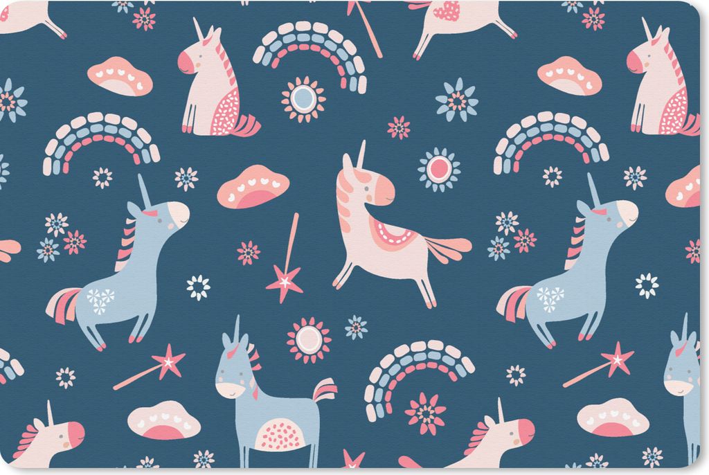 MuchoWow Mauspad Mousepad Einhorn - Regenbogen - Muster 27x18 cm - Mousepads - Maus Mat - Pad - Mausunterlage - Büroartikel - Desk Matten