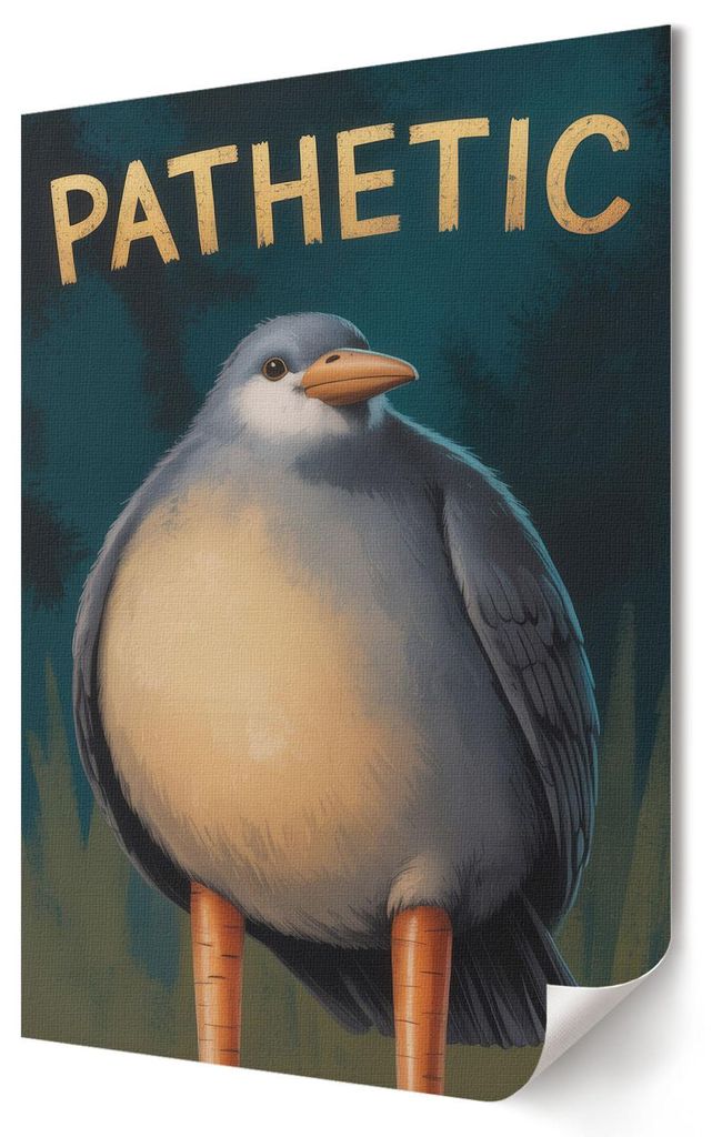 Erbärmlich - Vogel- Kunstdruck A1 (59x84 cm) - Ausdrucksstark, humorvoll- Wandbild für Wohnzimmer Schlafzimmer & Flur, Modernes Poster Wanddeko, ...