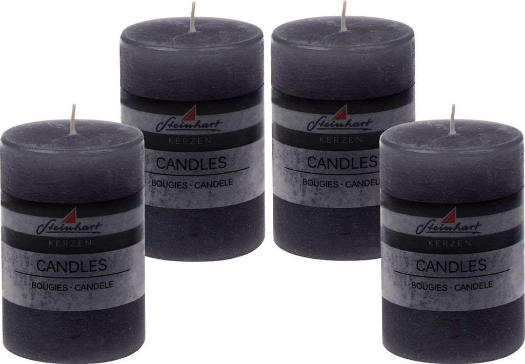 4er Set Adventskranzkerzen "Raureif" Anthrazit 100/68 mm Produktbild 