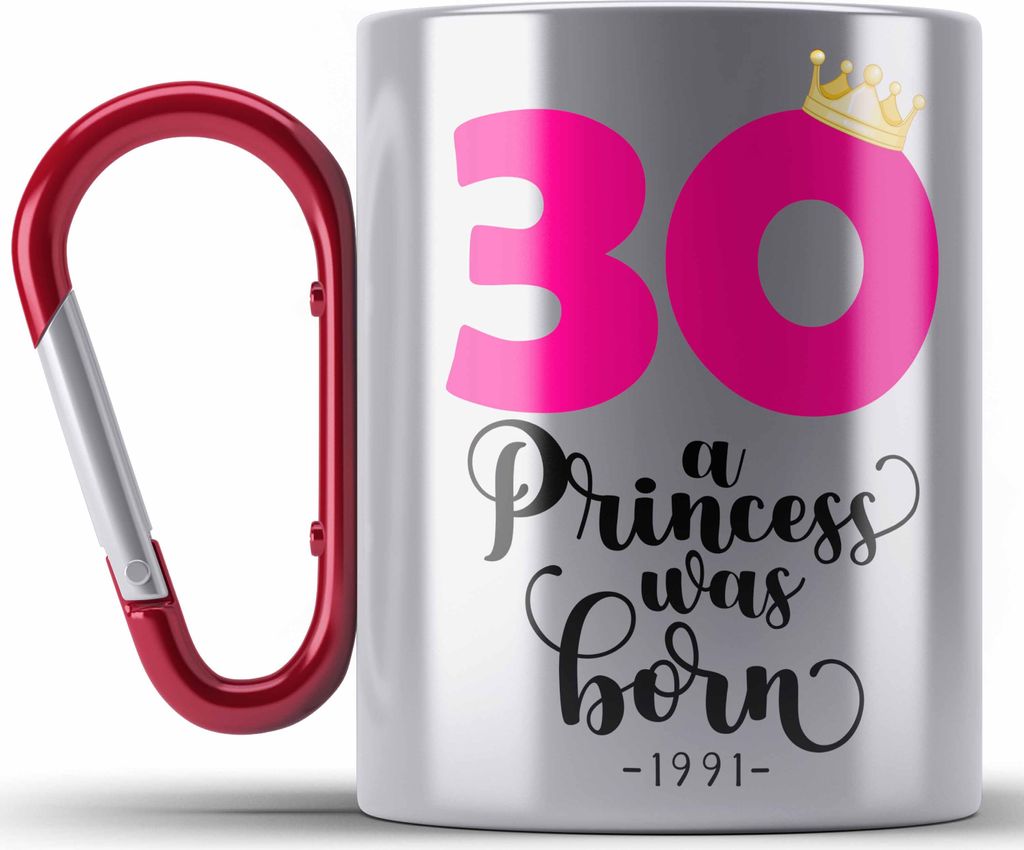 Trendation - 30. Geburtstag Edelstahl Tasse Karabiner Frau Geschenk 30er Geschenkidee 30 Mutter Frauen Lustig Geschenke (Rot)