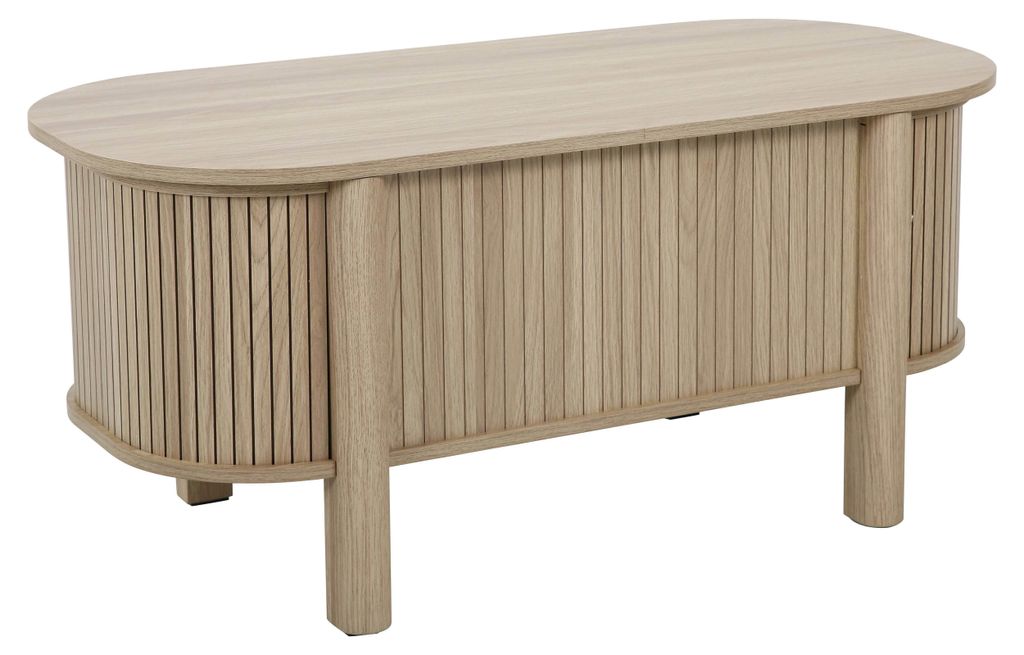 Couchtisch mit Hubmechanismus oval 100 x 48 cm helle Holzoptik - Oviala Clover