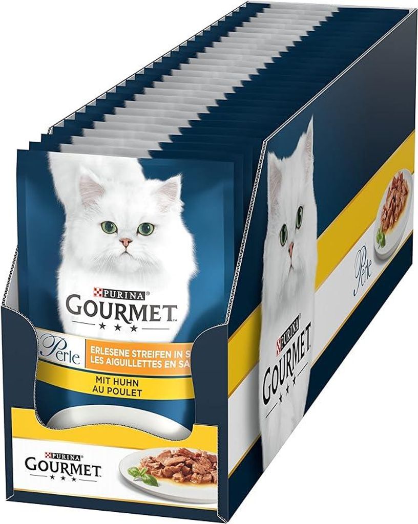 Purina Gourmet Perle Exquisite Stripes Wet Cat Food with Chicken, Pack of 26 (26 x 85 g)