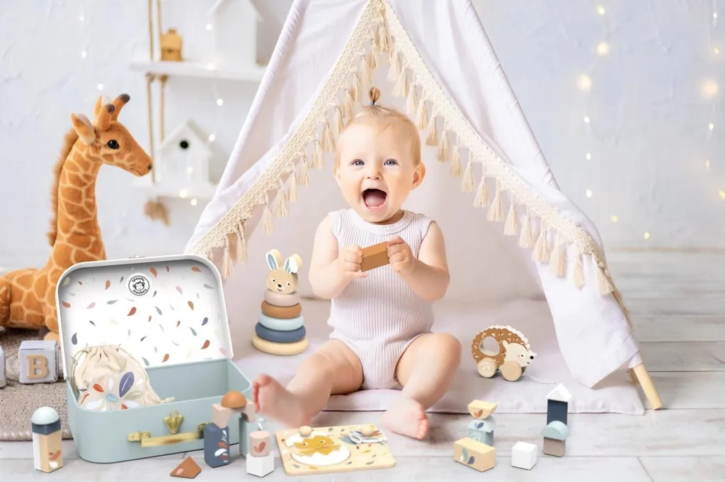 Ma première boîte de jouets Speedy Monkey - Set d'éveil sensoriel doux