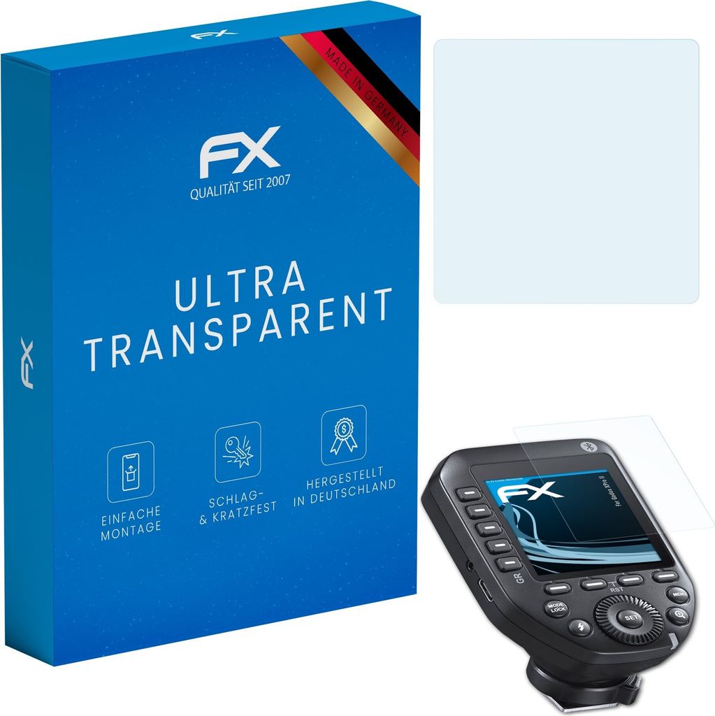 atFoliX FX-Clear 3x Schutzfolie kompatibel mit Godox XPro II Displayschutzfolie