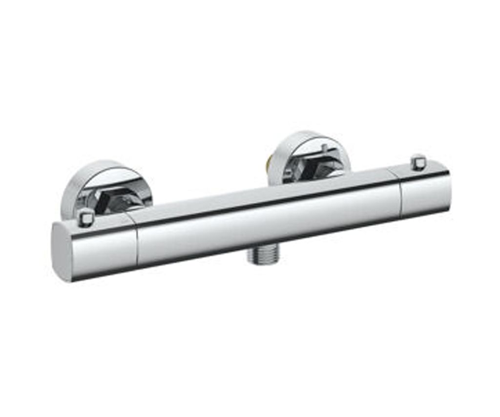 A chrome-finished shower/bath faucet mounted on a white background.