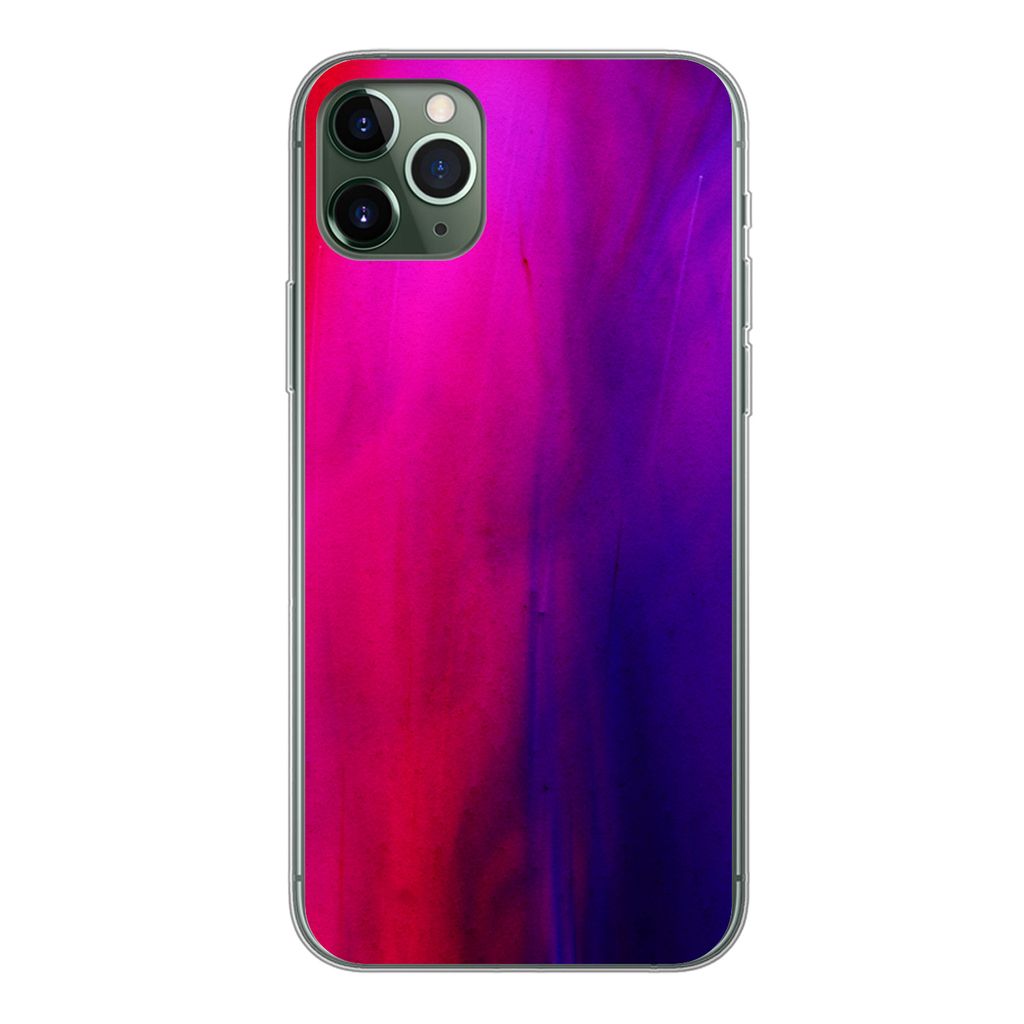 MuchoWow Handyhülle Schutzhülle Hülle für iPhone 11 Pro Max Färben - Rosa - Lila - Abstrakt Silikon Softcase Handy Hülle - Schutz