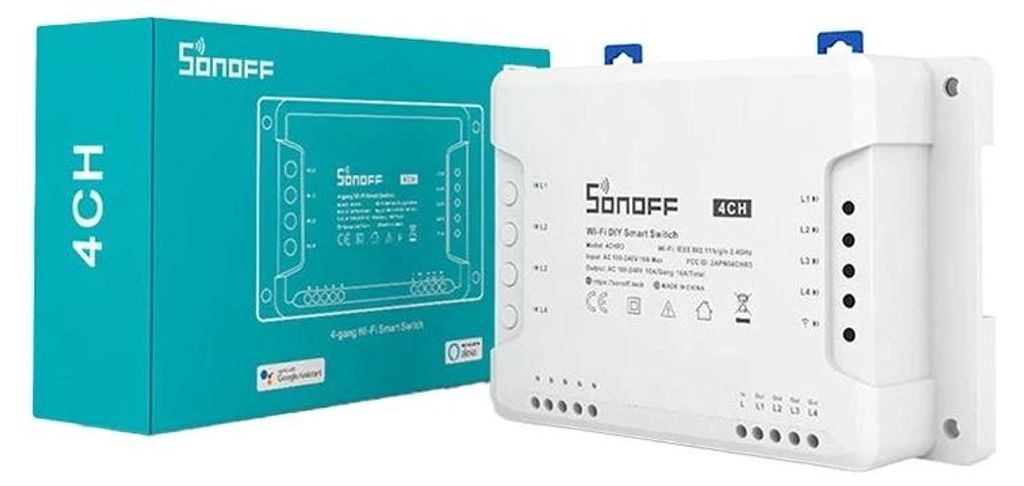 Interruptor inteligente Sonoff WLAN, modelo 4CHR3, de 4 Imagen del producto 