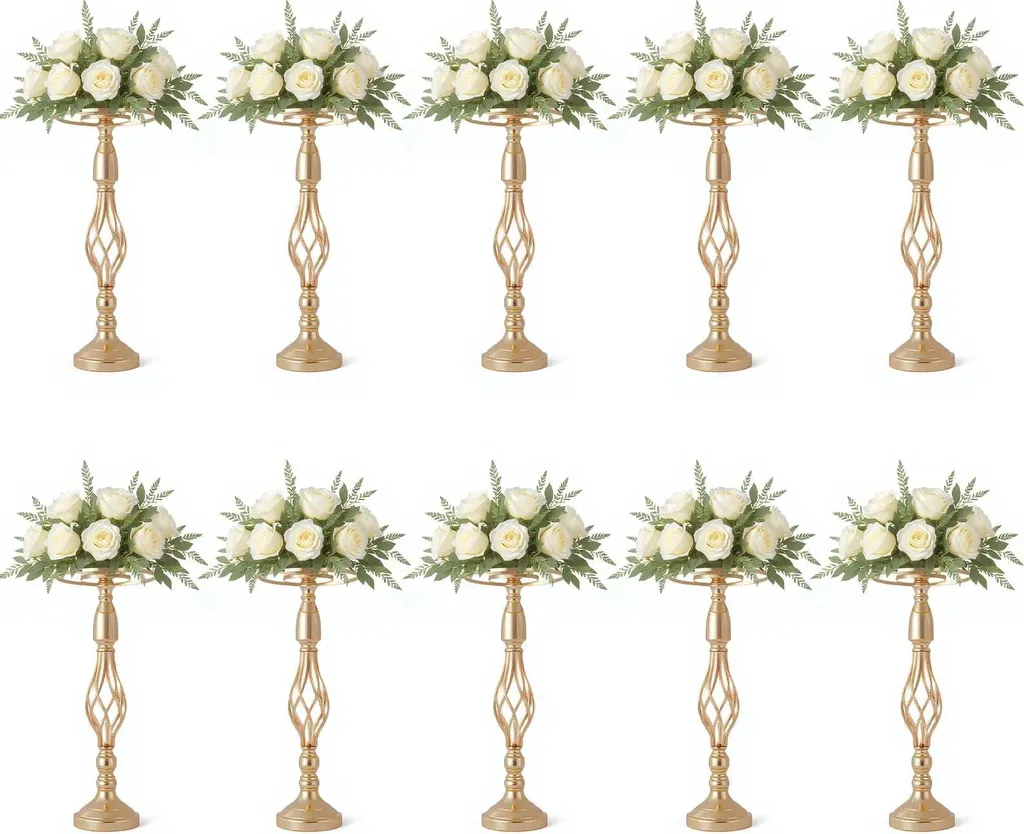 Lot de 10 supports métalliques pour fleurs hauteur 52 cm coloris vert