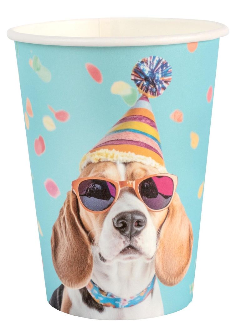 6 Papp-Becher Party Hund Geburtstag