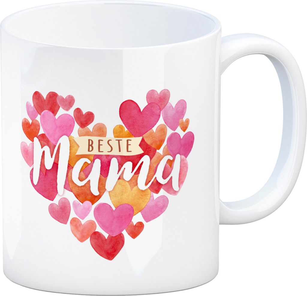 Herzen Kaffeebecher mit Spruch Beste Mama Produktbild 