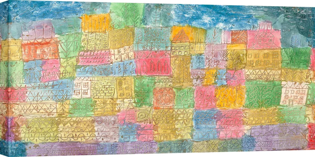 Quadro Paul Klee Paesaggio Colorato 70x35 cm - Stampa su Tela Canvas