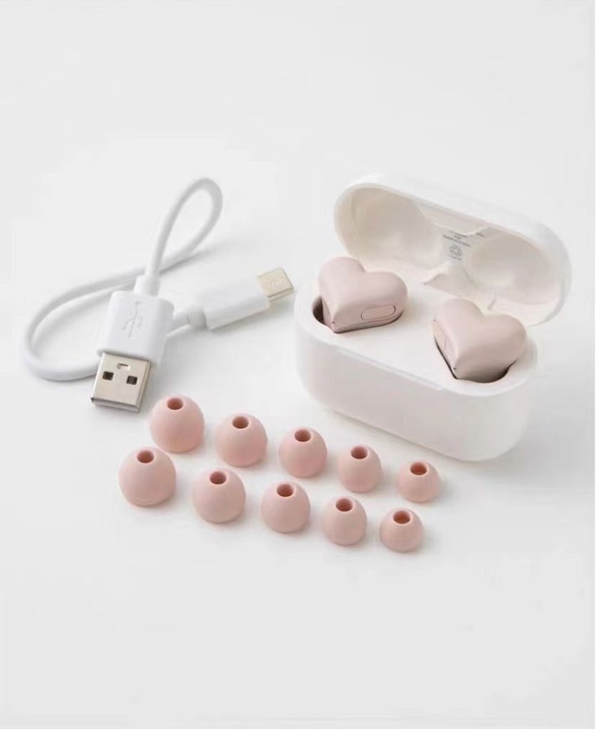 Drahtlose Bluetooth-Kopfhörer für Frauen, In-Ear TWS Love Bluetooth-Kopfhörer mit Geräuschunterdrückung und leuchtendem Herz