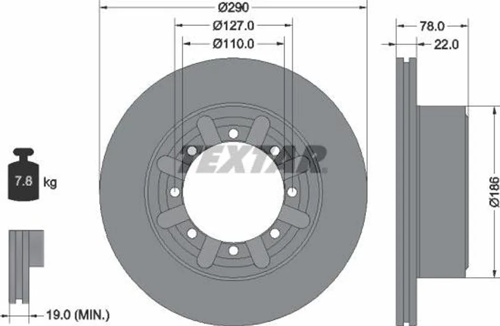 Disque de frein TEXTAR 92322303 pour camionnette Cabstar et NT400