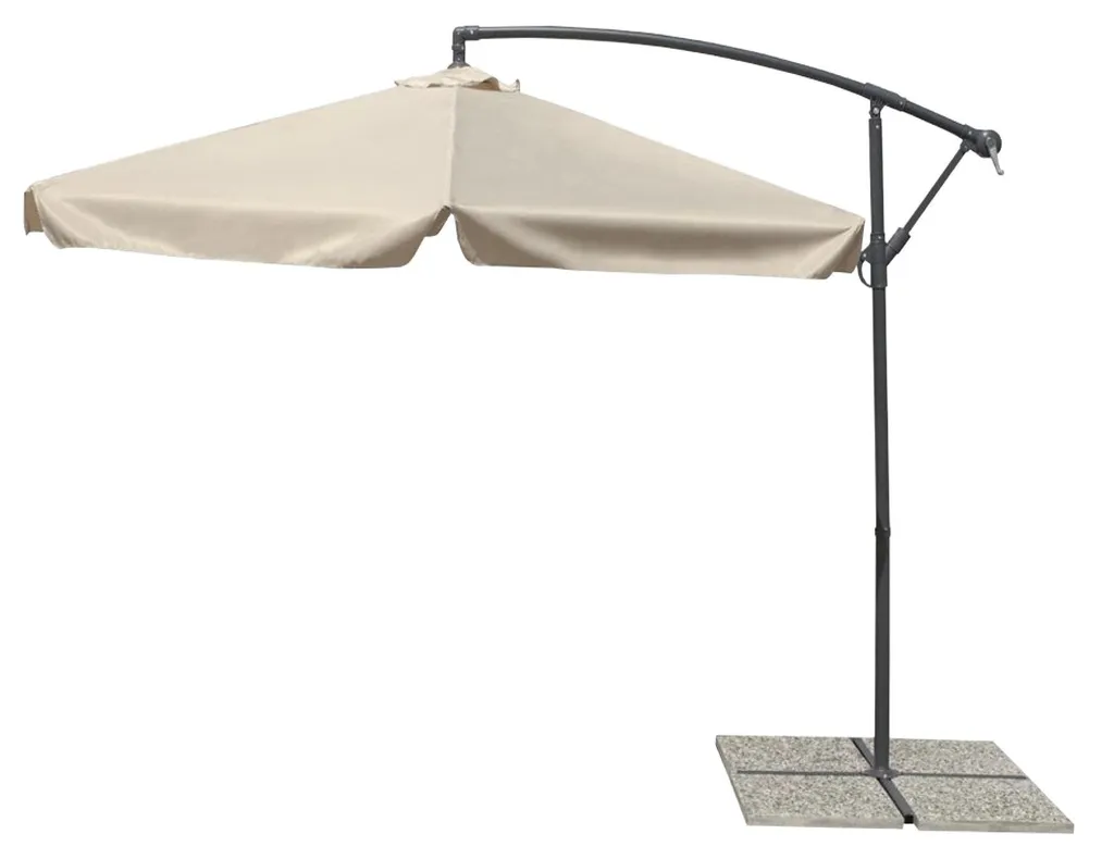 Grand parasol de terrasse décentré 3m pour manger à l'ombre sans gêne