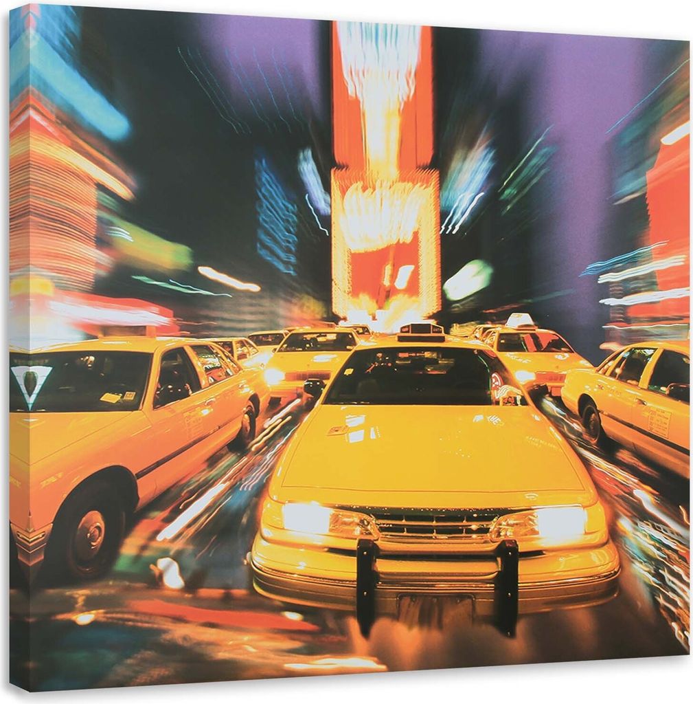 Leinwandbild taxi in der großstadt 30x30 cm Feeby gelb wandbild bereit zum aufhängen