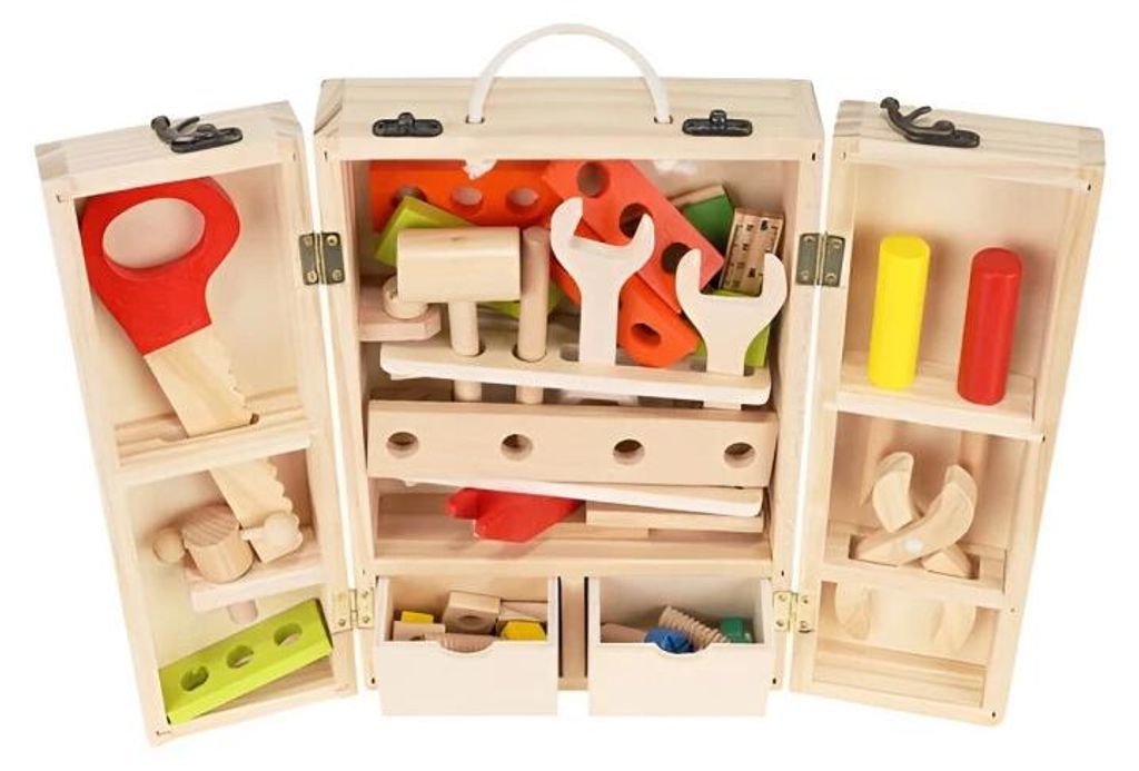 Kruzzel 22697 Houten gereedschap in een koffer Productafbeelding 