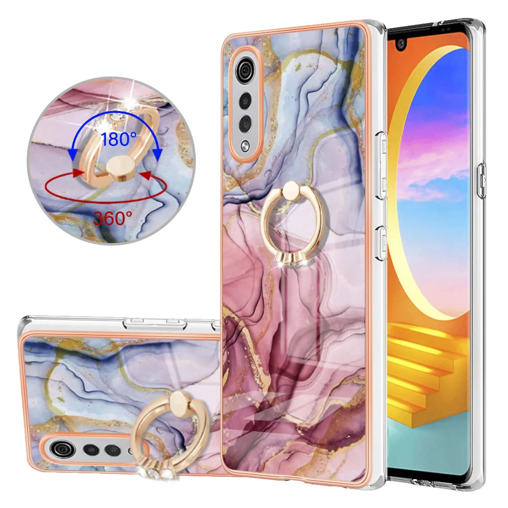 Cover LG Velvet con Anello per Bambini e Famiglia: Oro Rosa Antiurto
