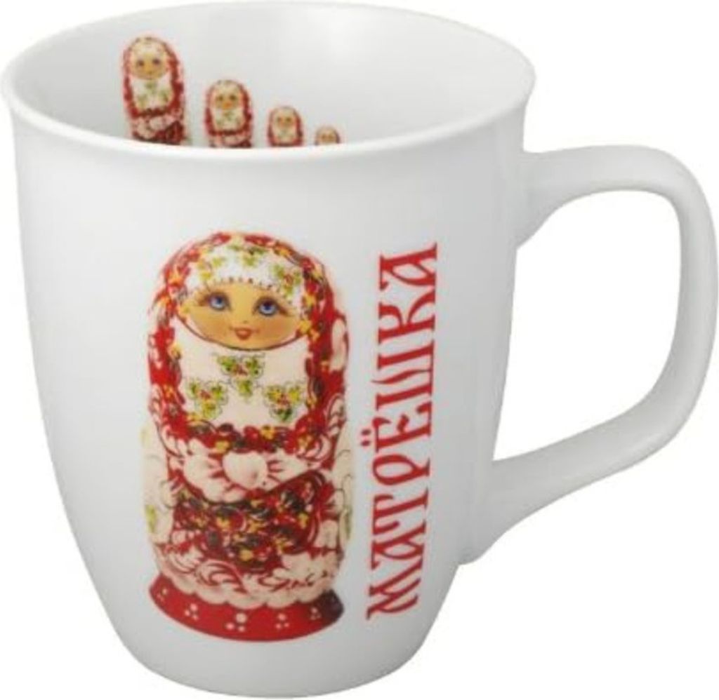 4-er Tassen-Set Matröschka in rot Kaffeetassen 400ml