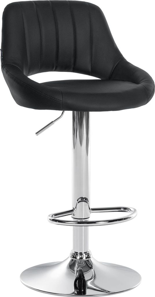 Barhocker SEGAD - Kunstleder Schwarz 47x48x85 cm Silber | Barstuhl Höhenverstellbar Mit Lehne Drehbar Tresenhocker Tresenstuhl Kneipenhocker