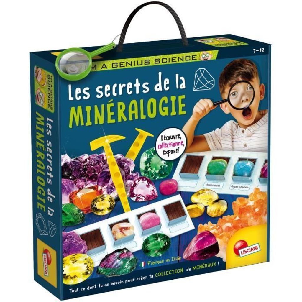 Zestaw Naukowy Mineralogia I'M A GENIUS, Autentyczne Minerały, 7-12 Lat, Narzędzia i Fiszki do Identyfikacji