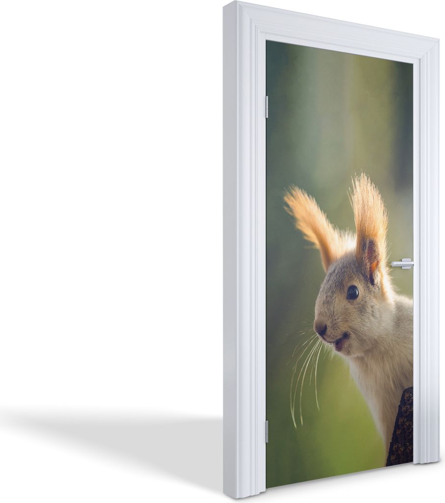 Türaufkleber Innentüren Selbstklebende Kreativ Wandsticker - Eichhörnchen mit Ohren - 95 x 205 cm