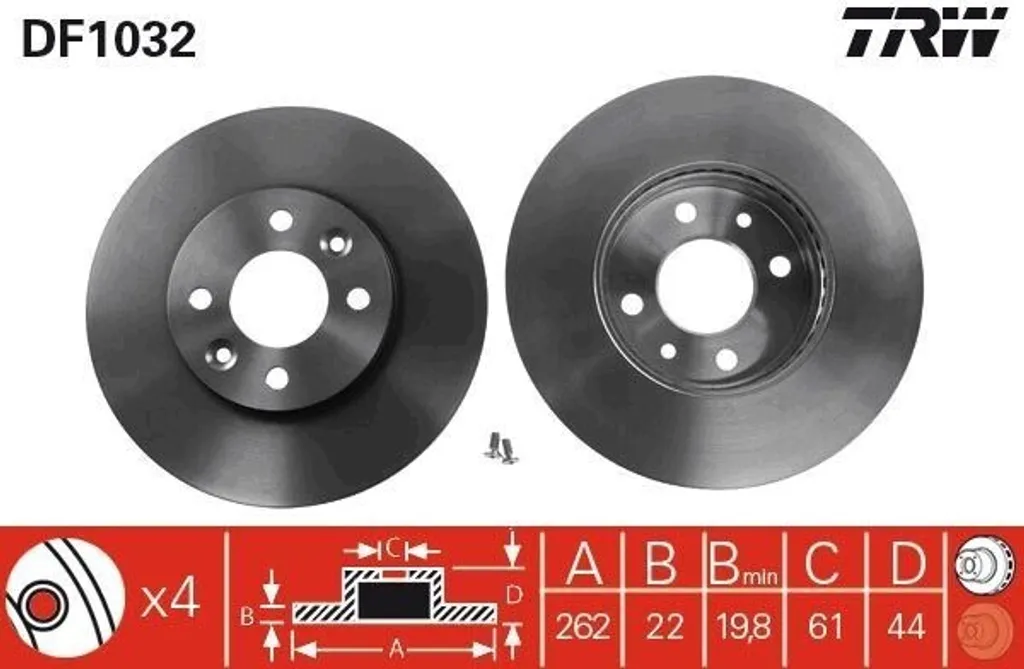 Disque de Frein TRW DF1032 OE 7701204495 pour Renault Laguna et Megane