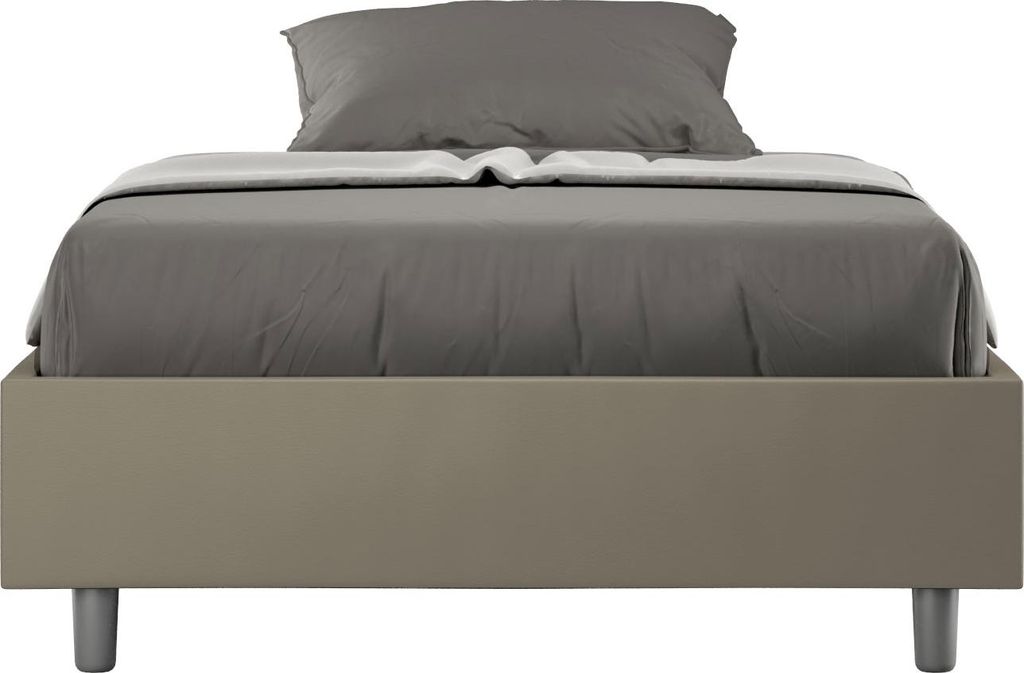 ITYHOME - Gepolstertes Bett mit Bettkasten 120x210 mit Kunstlederbezug Cappuccino Azelia