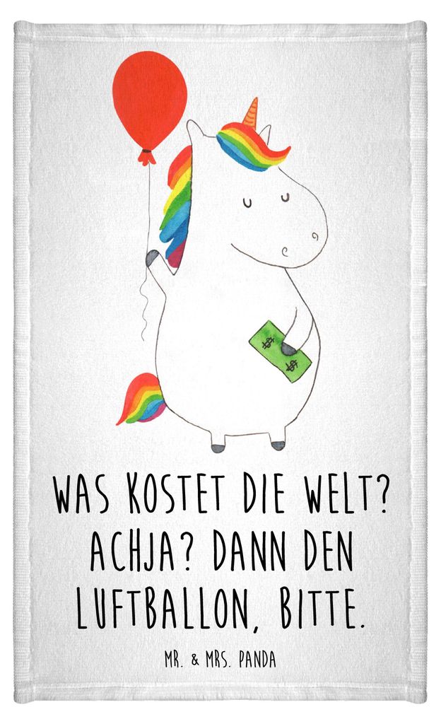 Mr. & Mrs. Panda Handtuch Einhorn Luftballon - Weiß - Geschenk, Frotteehandtuch, Unicorn, baumwolle, Freundin, Gästetuch, Geld, Mini-Handtuch, Ei...