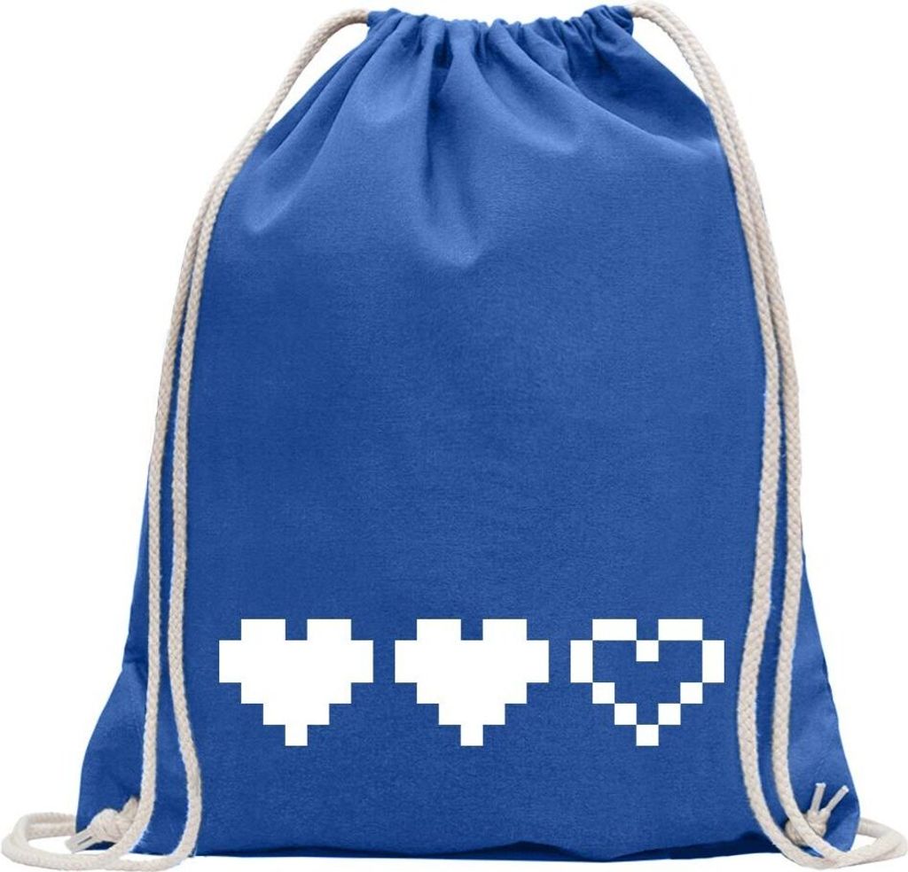 Kiwistar - Turnbeutel - royal - Herzanzeuge - Lebensanzeige - Fun Rucksack Sport Beutel Gymsack Baumwolle mit Ziehgurt