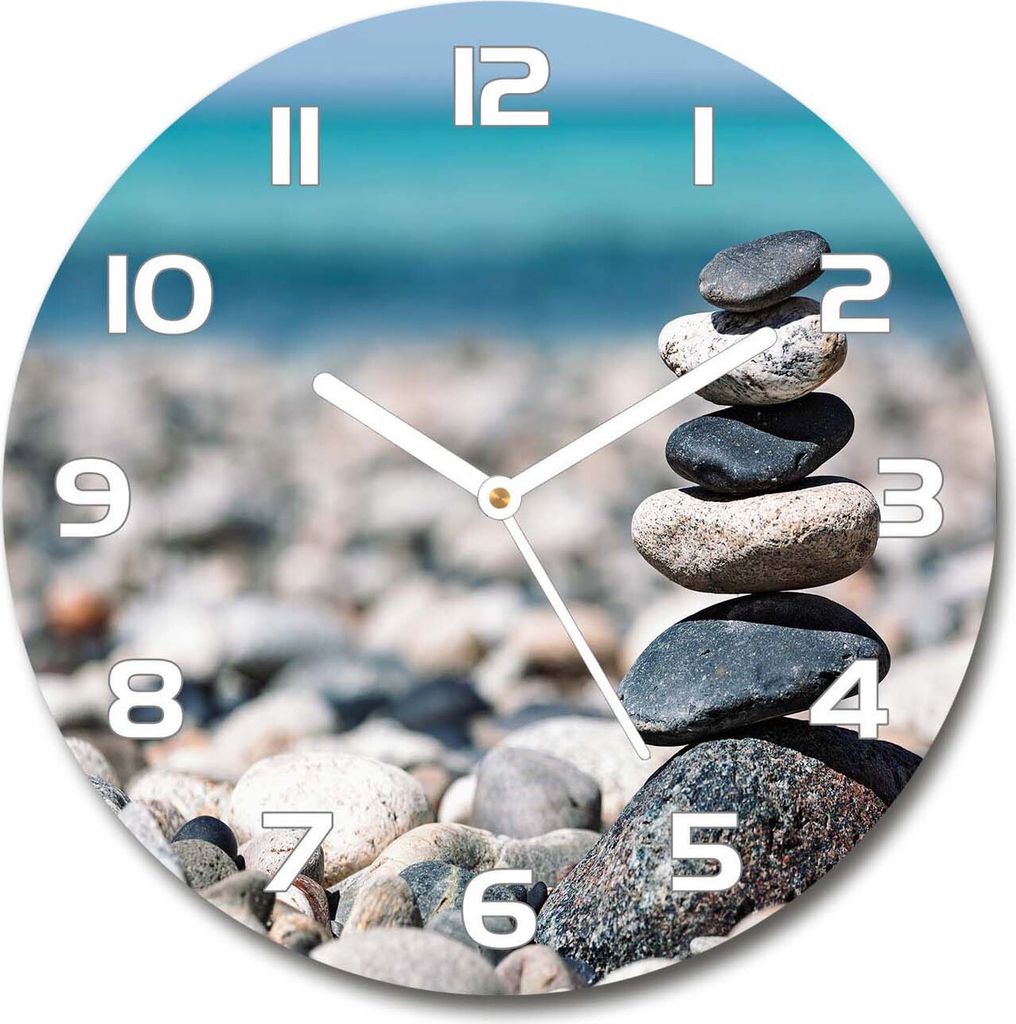 Wanduhr aus Glas 30fi Glasbild Glasuhr Gehärtetes Glas - weisse-zeiger - A pile of stones
