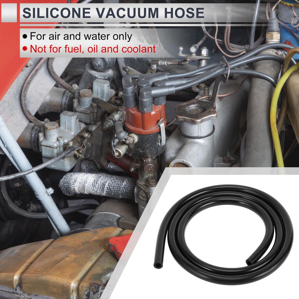 1 Stück Universal-Silikon-Vakuumschlauch Hochtemperatur 5FT 3/8" 10mm ID 3mm Dicke Automobil-Vakuumschlauch 130PSI Maximaldruck Schwarzes Silikon
