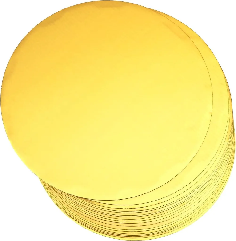 Support Gâteau Doré 20 cm Ultra Résistant et Fin - 25 Plateaux Ronds
