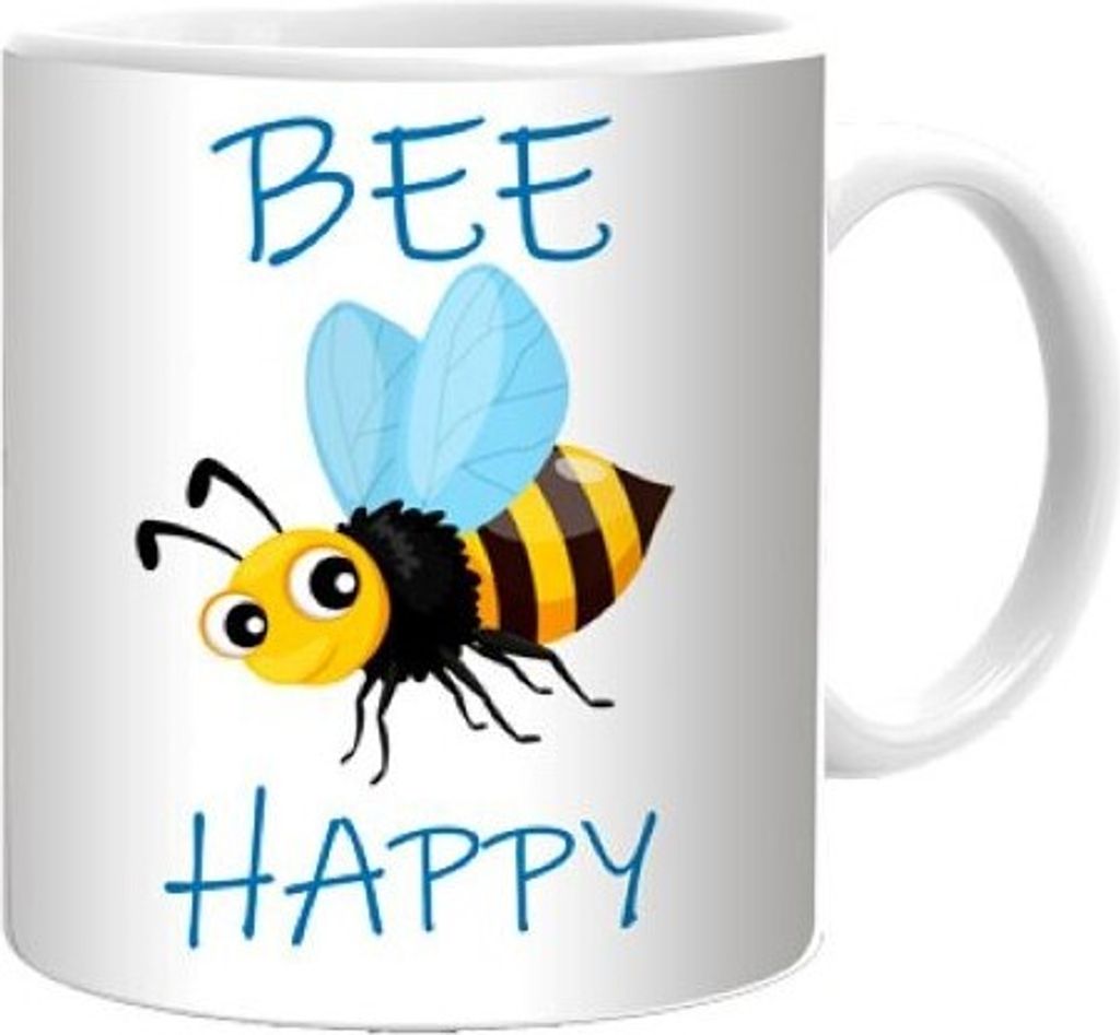 Foto Tasse Kaffeebecher BEE HAPPY aus Keramik Ø8x9,5cm