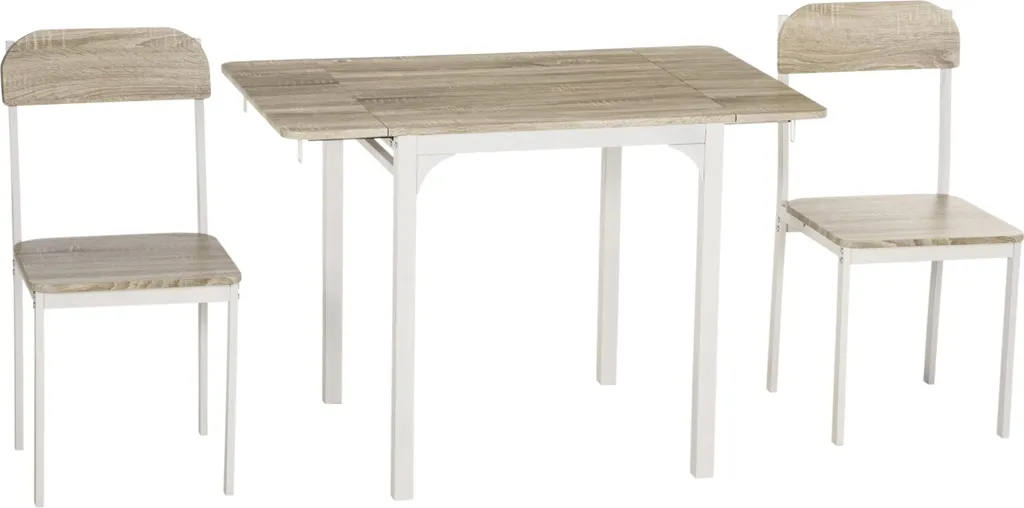 Coin repas complet pour studio table pliable 120cm et chaises blanches
