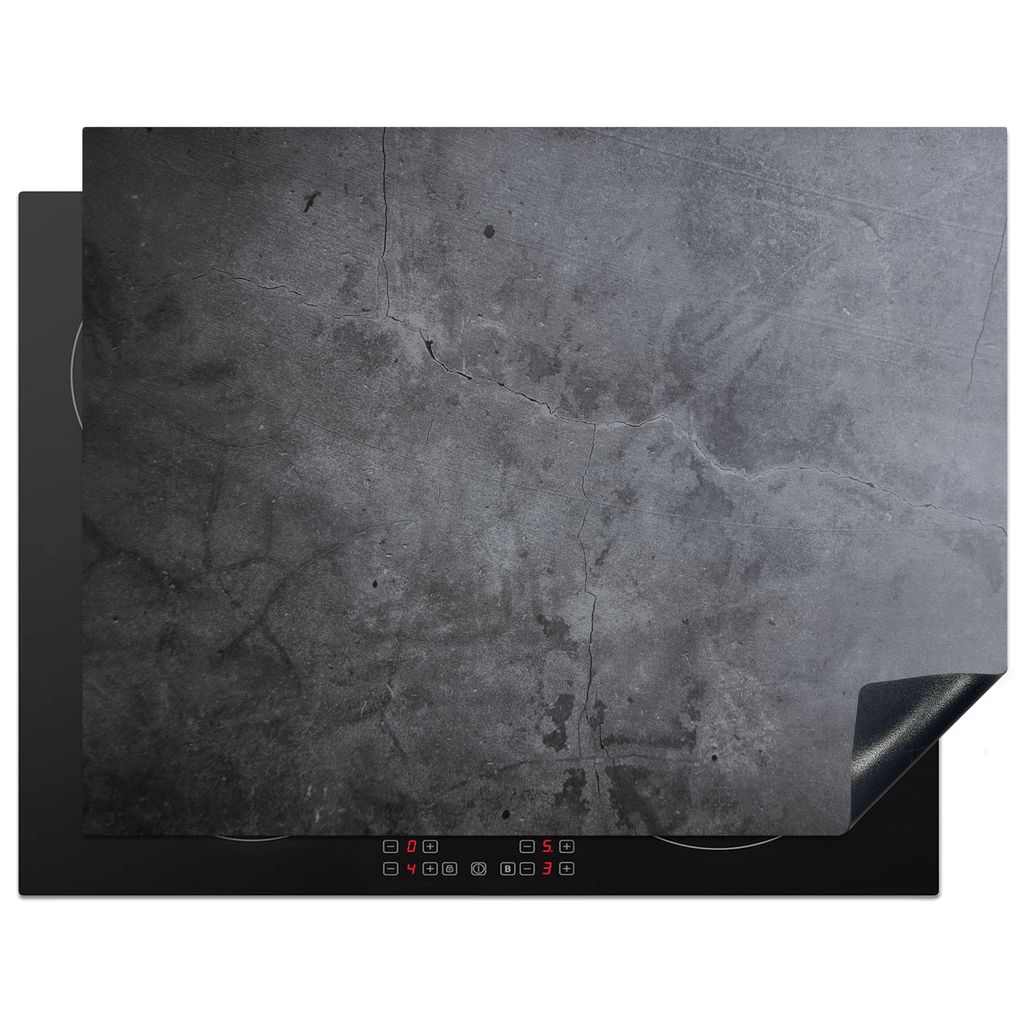KitchenYeah Herdabdeckplatte Industriell - Beton - Grau - Schiefer - Retro , 77x59cm, Küche Deko, Glaskeramikkochfeld Herdabdeckung, Abdeckplatt...
