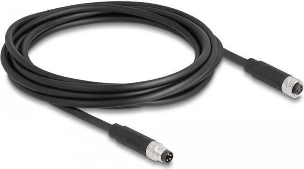 DELOCK M8 4 pin cavo codificato A da St. a Bu. PUR (TPU) 3 m - 1