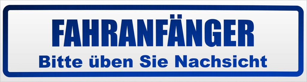 Kiwistar Fahranfänger. Bitte üben Sie Nachsicht Magnetschild Schild magnetisch - 45cm Blau - reflektierend - Magnetfolie für Auto PKW Kfz