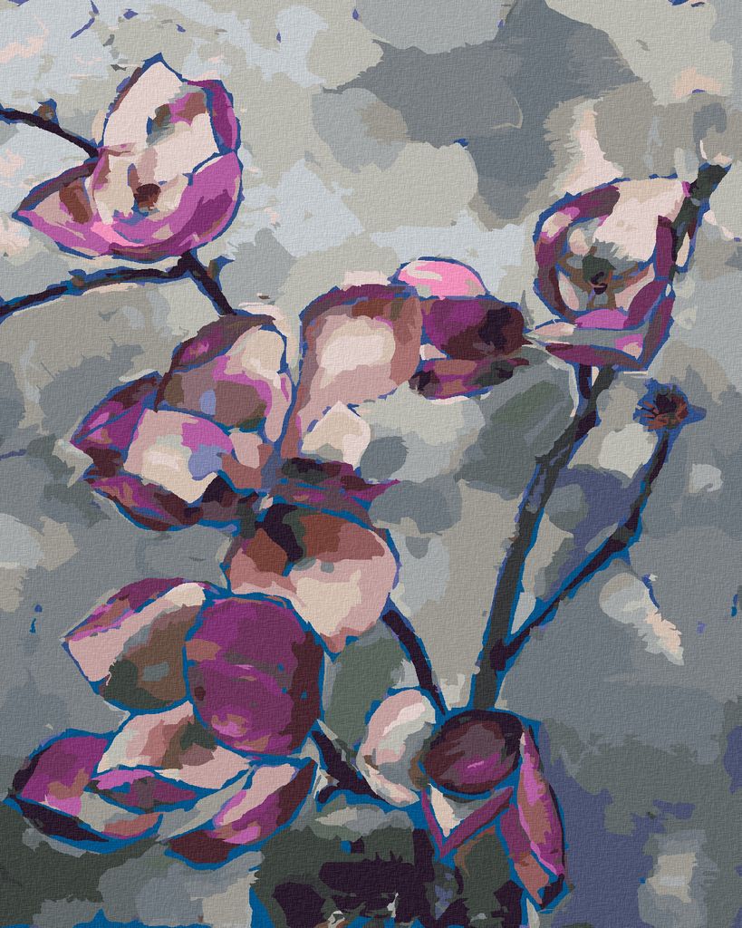 Zuty - Malen nach Zahlen - VIOLETTE MAGNOLIEN, 40x50 cm, mit Keilrahmen (bereits gespannt)