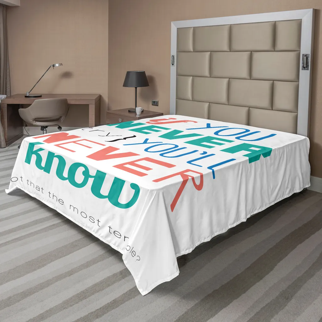 Drap de Lit Décoratif 266x260 cm avec Message Positif Multicolore Doux