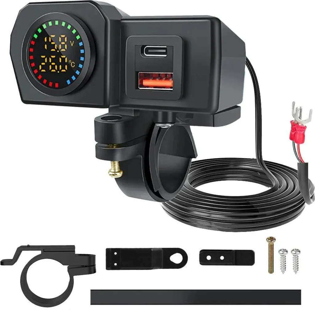 Caricatore Moto USB-C PD 30W + QC 3.0: Alta Velocità e Monitoraggio