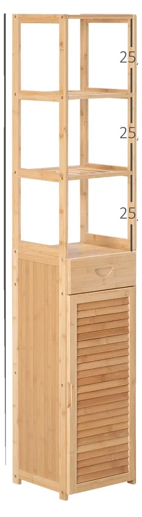 Armoire de salle de bains en bambou 32x30x163 cm - Colonne verticale